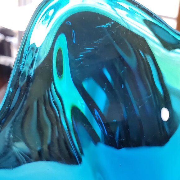 VTG Bluenique Viking Six Petal Aqua Blue Candy Dish Bowl Flower Shaped 1970s MCM - Picture 9 of 14